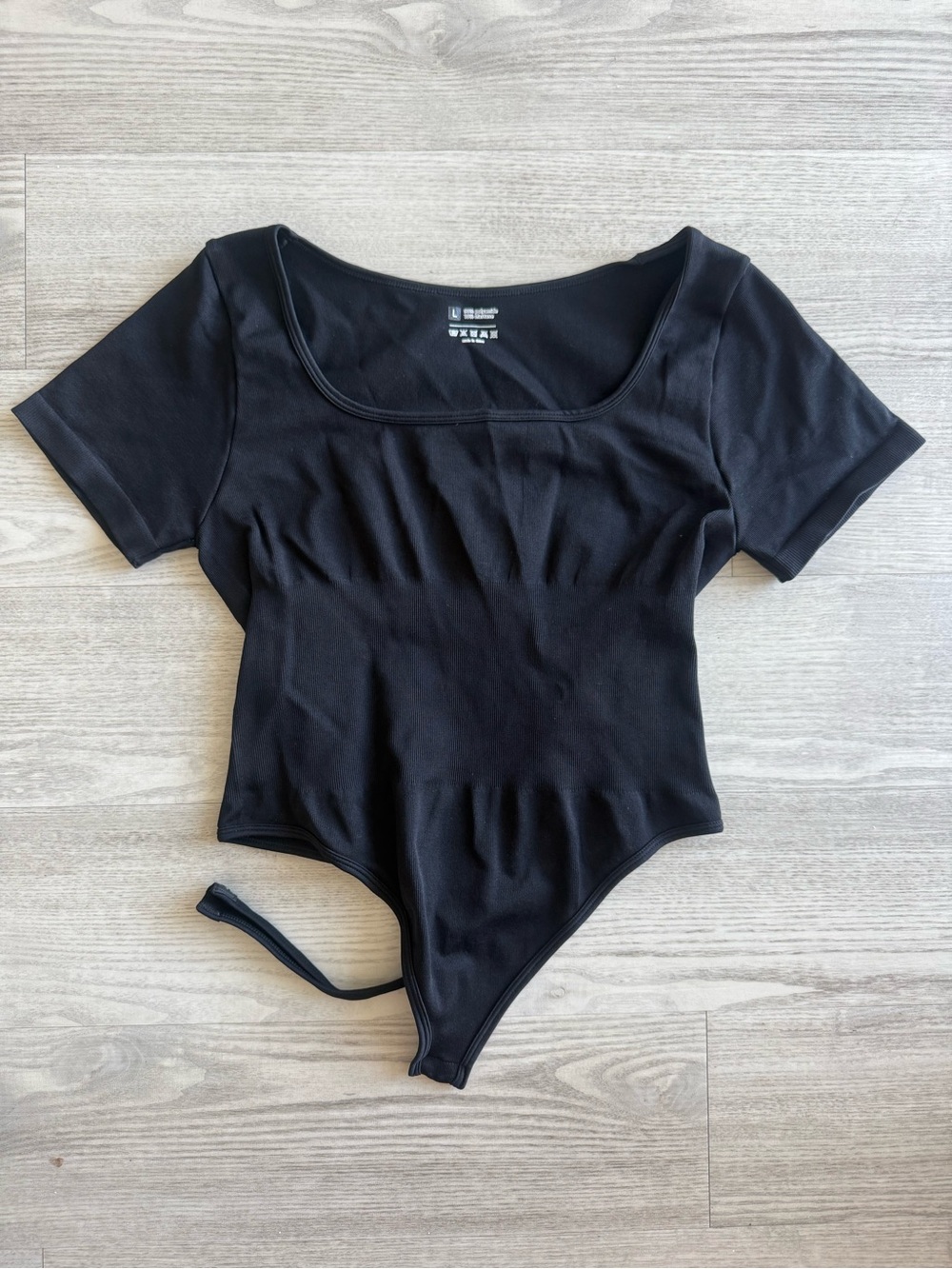Black Scoop Neck Short Sleeve Bodysuit